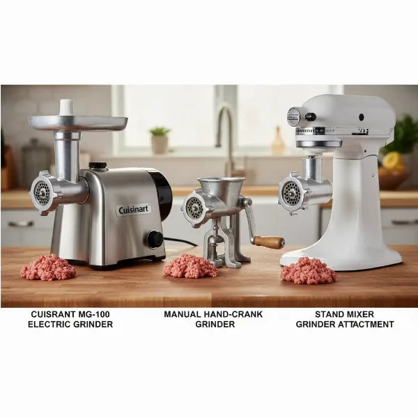 Comparison of Cuisinart MG-100 with other home meat grinders.